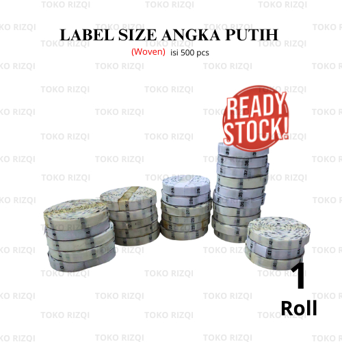 Label Size Bordir Woven Angka  Putih / Label Ukuran / Label Ukuran Baju dan Pakaian