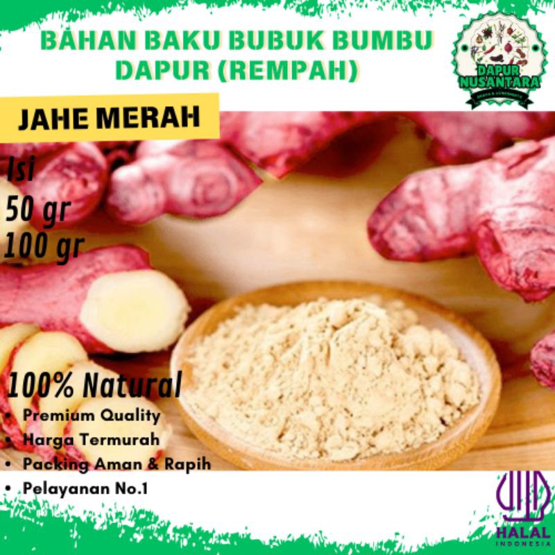 

Bumbu Dapur Bubuk (JAHE MERAH BUBUK) Rempah Lengkap Murah Grosir Alami Natural 100% Penyedap Rasa Masakan Halal Premium Quality