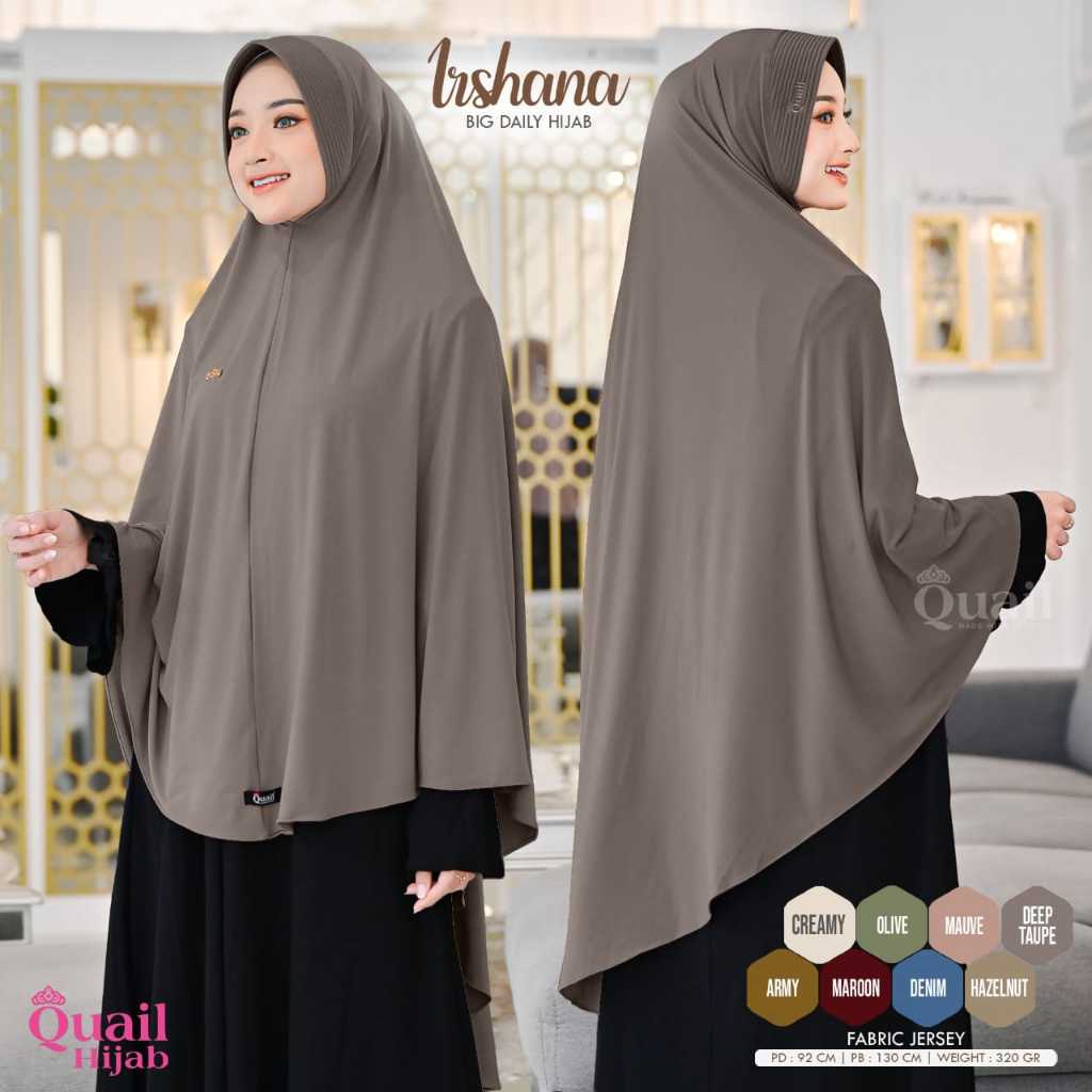 Irshana Big daily Jilbab Big Jilbab Jumbo Wanita Original Quail Hijab Jersey Jumbo Quail Irshana Qua