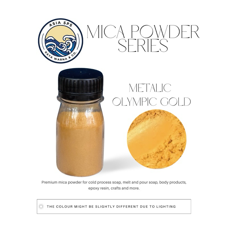 

Bubuk Mika Pigment OLYMPIC GOLD METALIC Powder Serbuk Dekorasi Otomotif Resin Sablon Slime (15g)