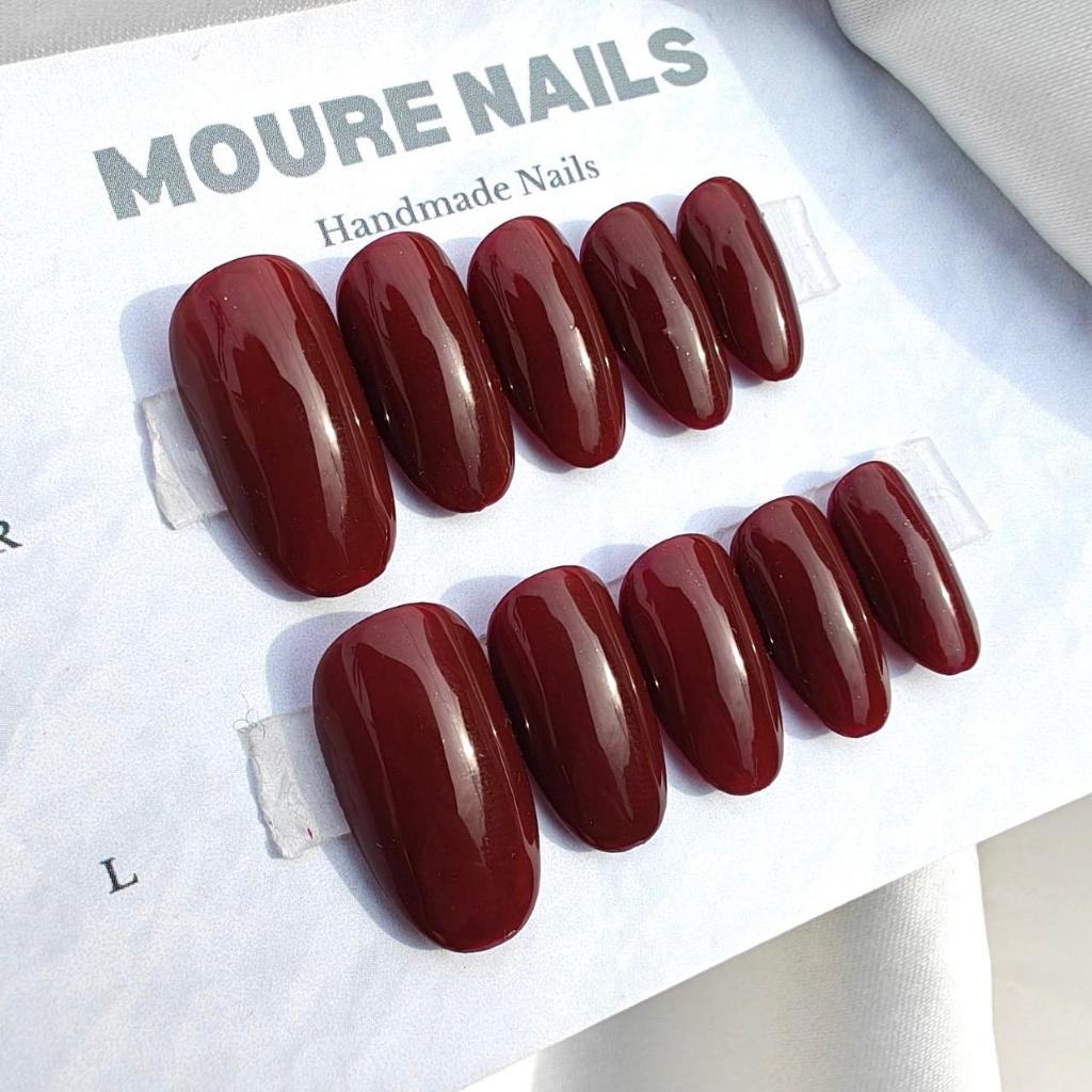 Press On Nails / Polos Red Wine / Moure Nails / Fake Nails / Kuku Palsu / Nail Art