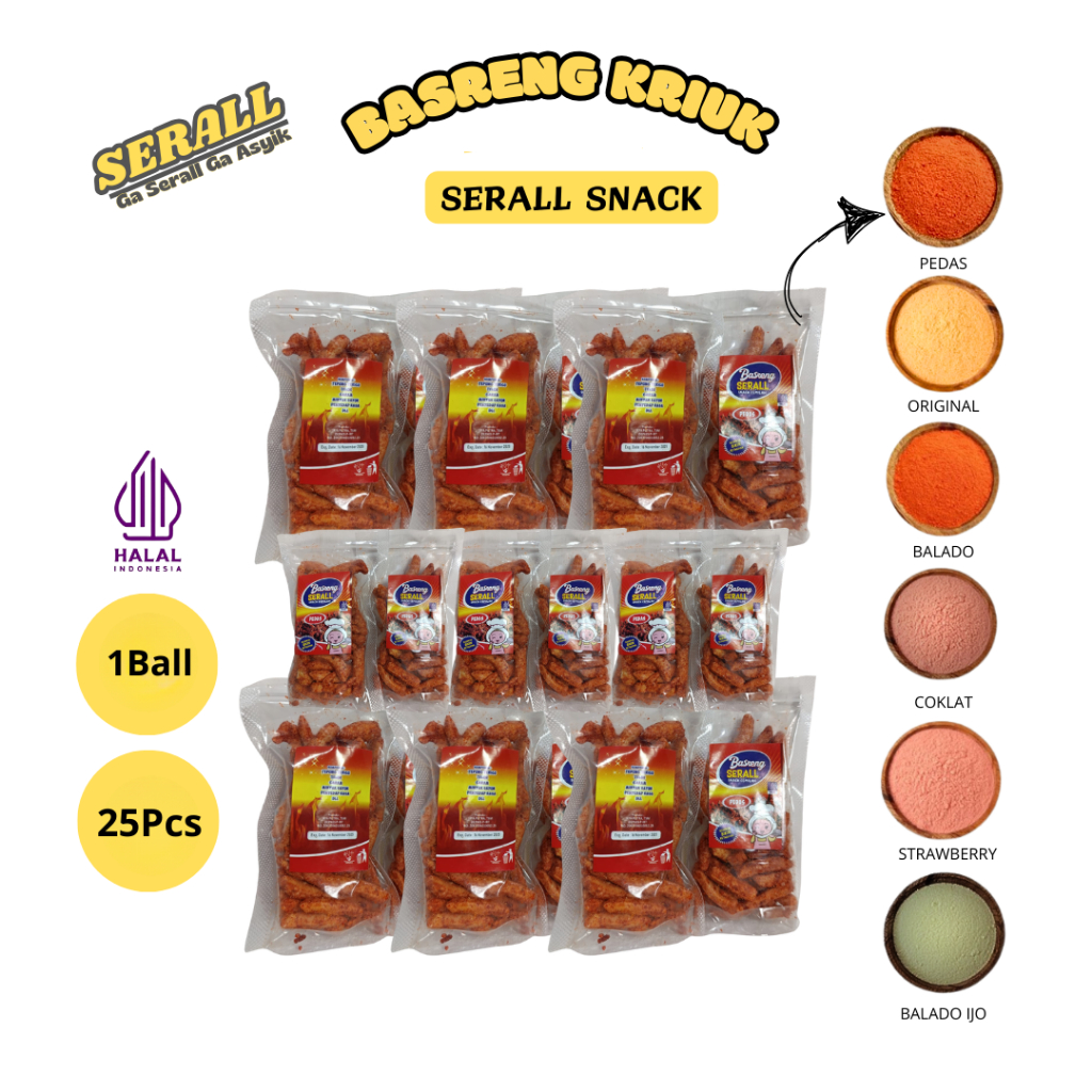 

SERALL Basreng Kriuk Pedas Isi 25Pcs - Makanan Ringan (PEDAS)