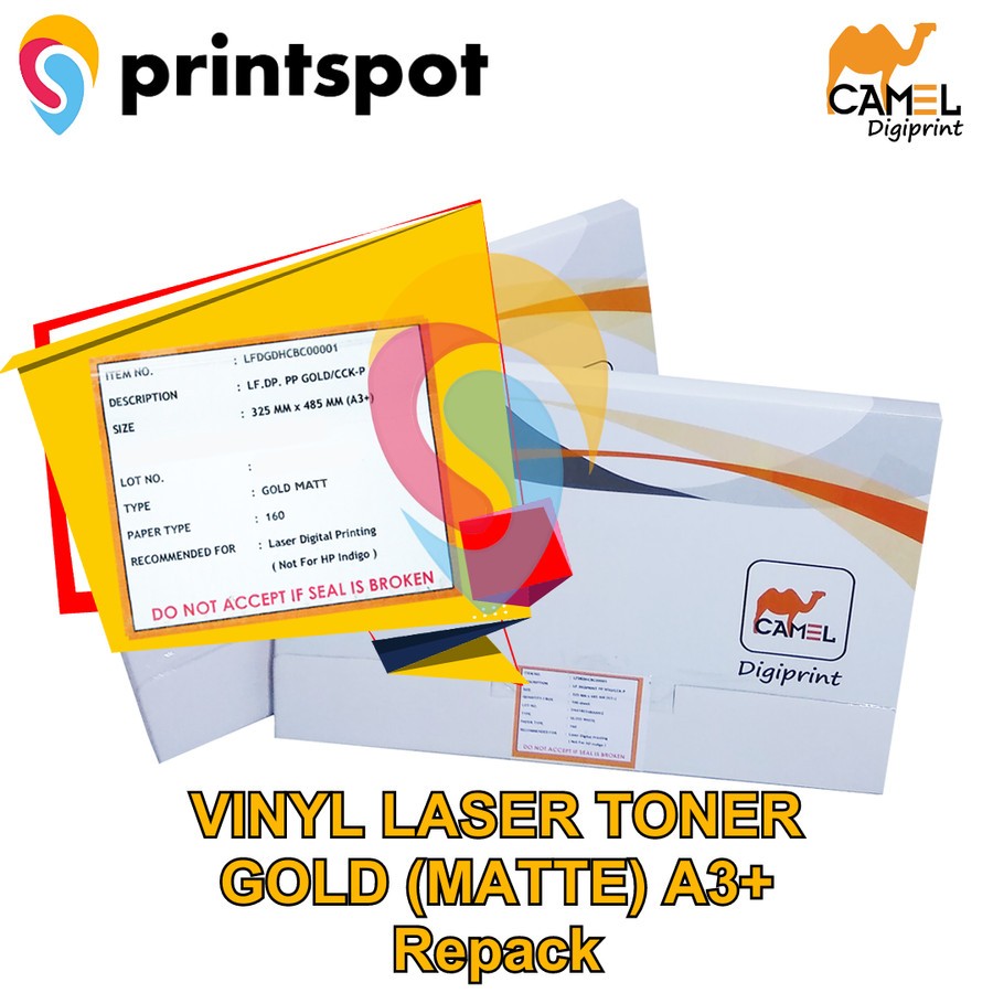 

CAMEL DIGIPRINT Stiker Vinyl Laser A3+ Silver Gold Sticker Digital Print Laser REPACK 20