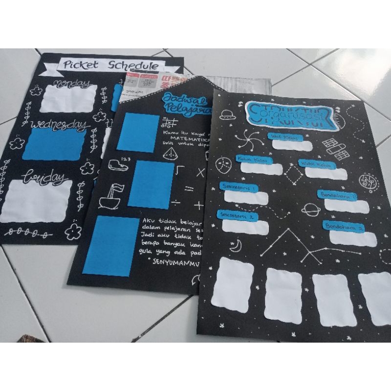 

hiasan kelas tema BLUE || Struktur Organisasi Jadwal Pelajaran Jadwal Piket