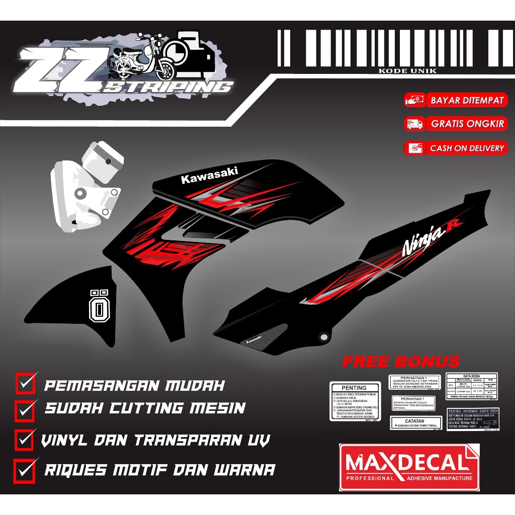 STRIPING VARIASI MOTOR NINJA R (BISA REQUEST)