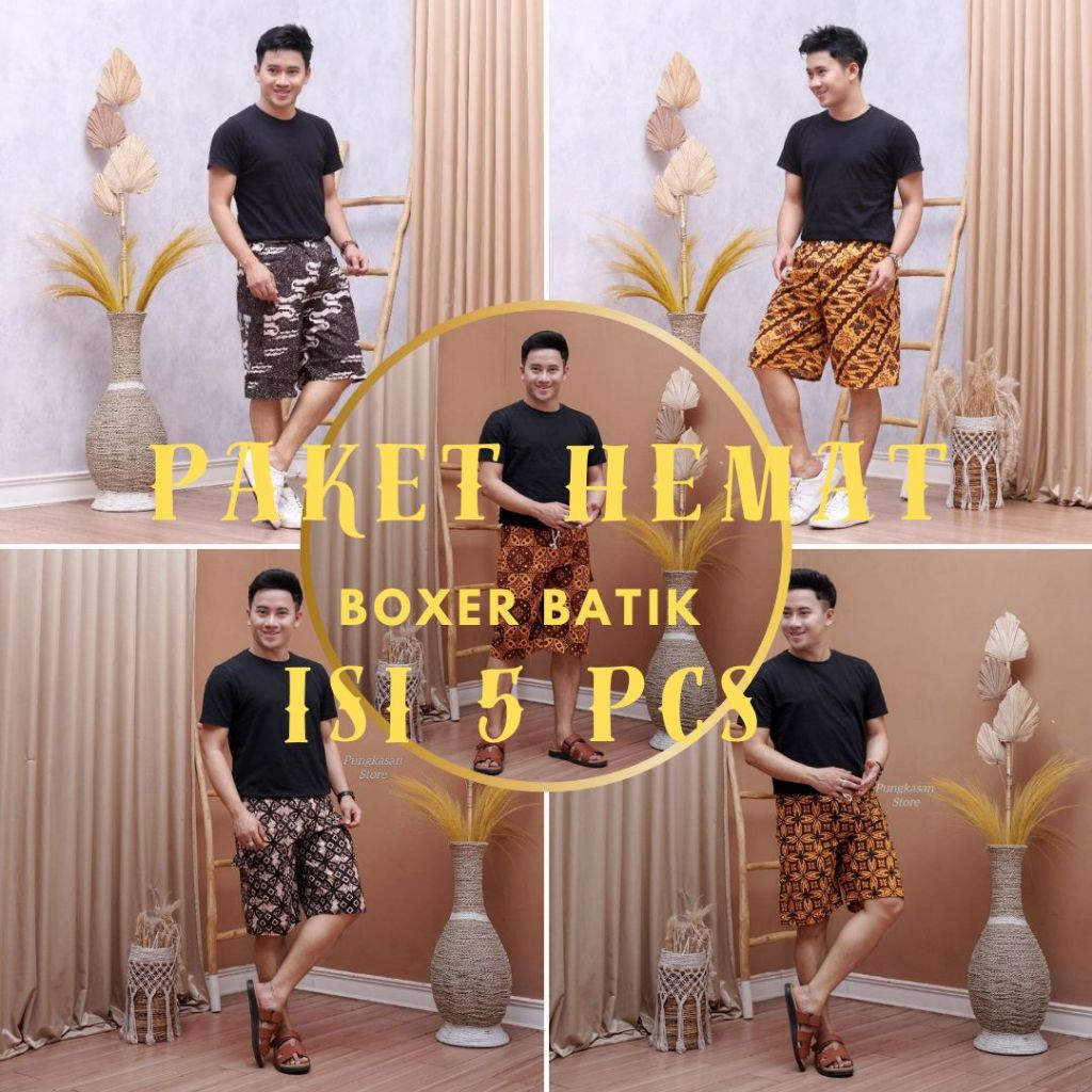 Paket Celana Pendek Pria Santai Kolor Jumbo Katun Tebal Premium Motif Batik Modern