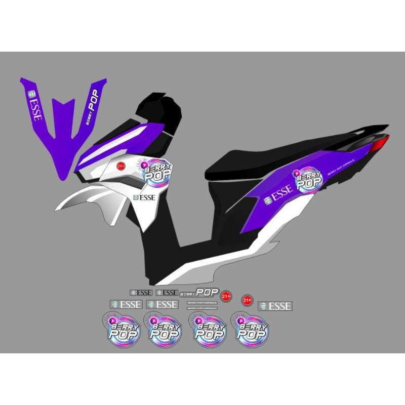 STRIPING TRANSPARAN VARIO NEW 125 GEN 2 DESIGN MOTIF ESSE BERRY POP