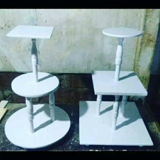 RANGKA KUE PENGANTIN 3 TINGKAT BULAT SEGI EMPAT / meja tart stand Susun 3 / Meja tatakan kue tart pe
