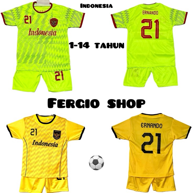 Hemat Pilihan  setelan anak Timnas Indonesia kaos bola anak Timnas kuning jersey bola anak Garuda se