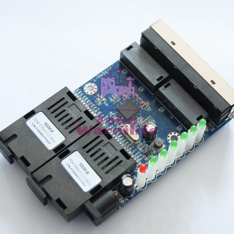 Gila Konverter Ethernet Switch 2sc 4rj45 Fiber Optik Single Mode 4 RJ45 dan 2 SC Fiber 1  1M PCBA CO