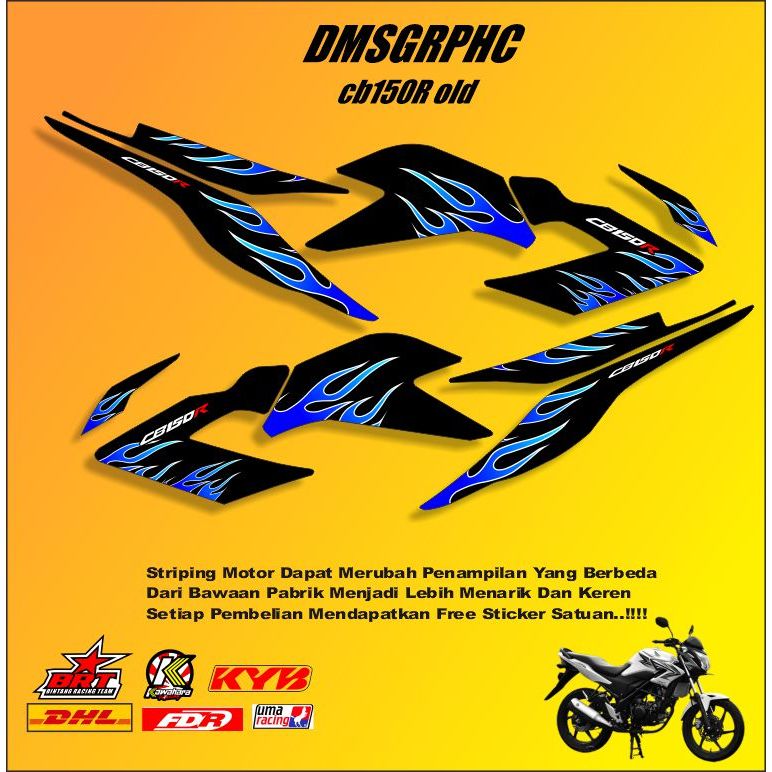 STRIPING HONDA CB 150 R OLD VARIASI API - STIKER CB 150R OLD API KODE 07