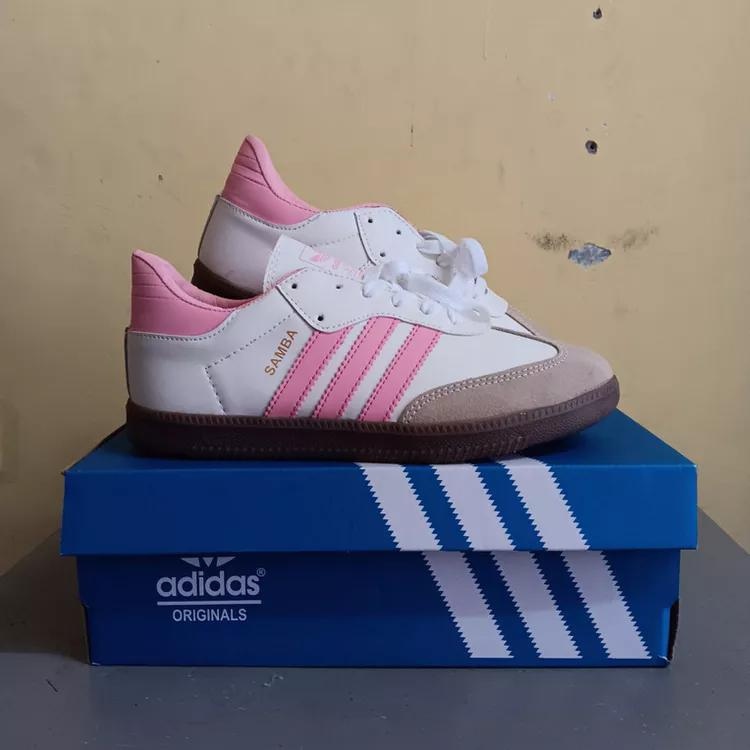 Sepatu Wanita Adidas Samba OG White Pink Gum Original Premium | Adidas Samba Putih Strip Pink | Sepa