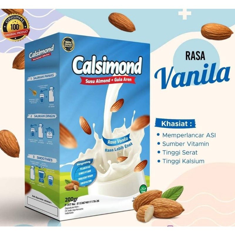 Calsimond 200gr Susu Almond Vanila Plus Gula Aren untuk Memperkuat Tulang & Asi Booster Susu Almond 