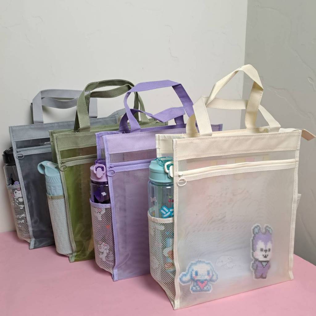 

Kinhshion Handbag J-451 - Totebag Document Folder Jinjing Les Sekolah Kuliah Jepang Korea Minimalis Pastel Jaring Plastik