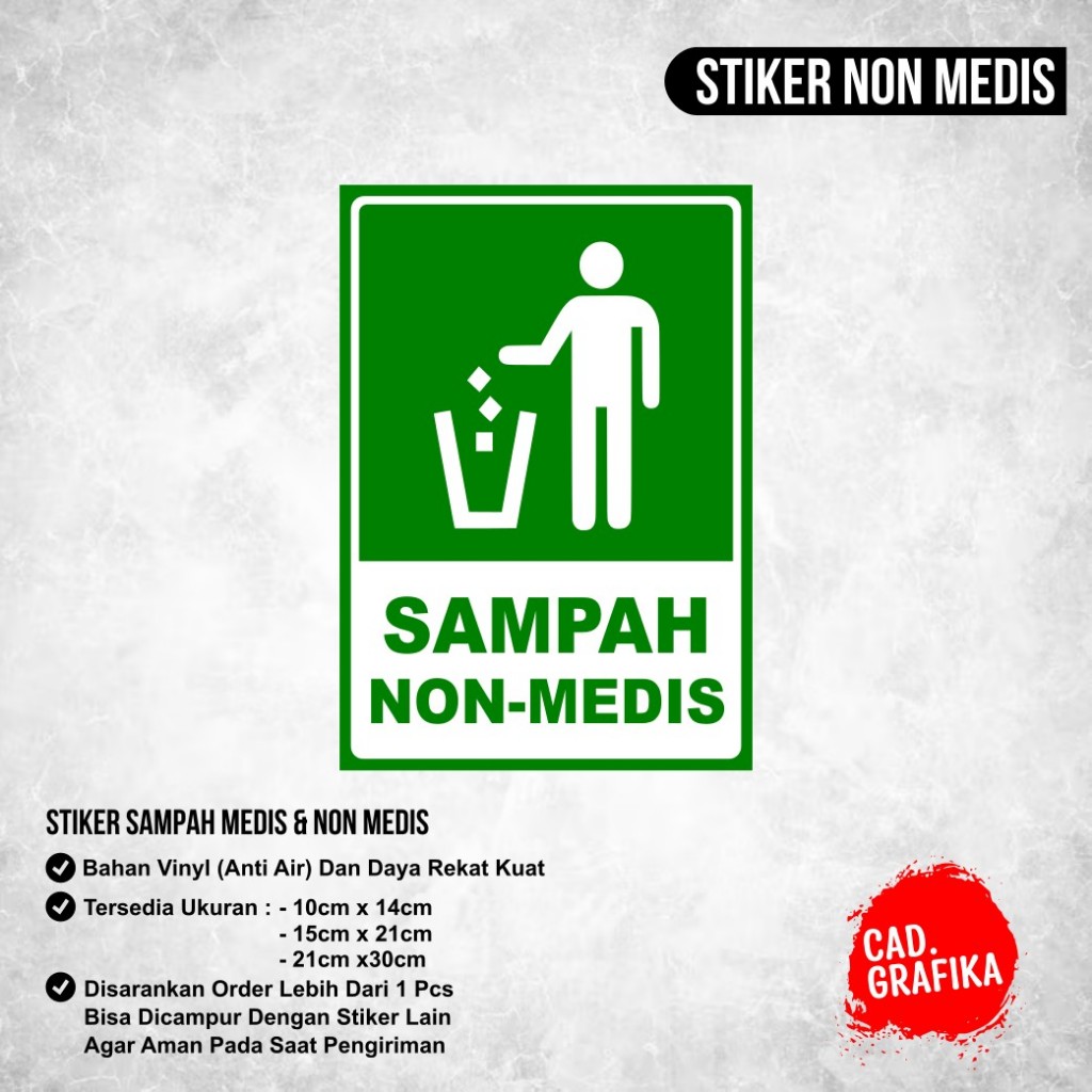 

Stiker Label Penanda Tempat Jenis Sampah Non Medis