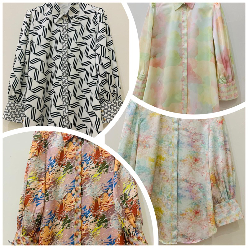 Adisa Official Baju Kemeja Atasan Full Printing Venezia Wanita Lengan Panjang Bahan Silk Tebal