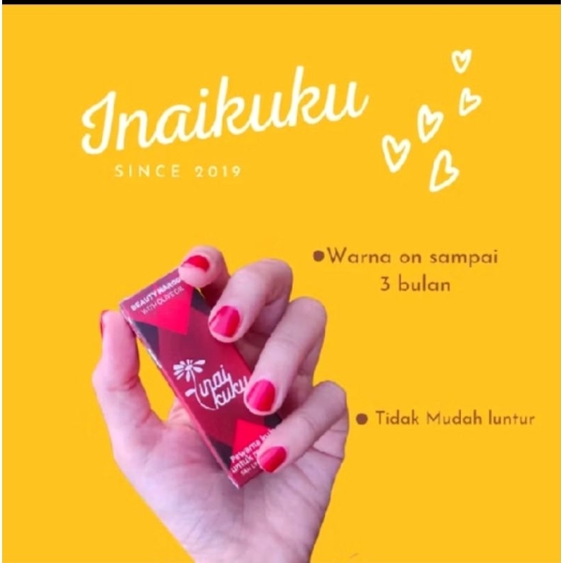 Inaikuku Henna Kuku/ Pacar Kuku Muslimah 15ml Halal Sah Buat Sholat Maroon - Kutek InaiKu Cair Anti 