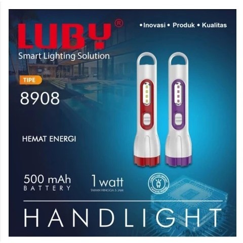Senter Luby 1 Watt Baterai Cas Ulang L 8908 Lampu Emergency LED