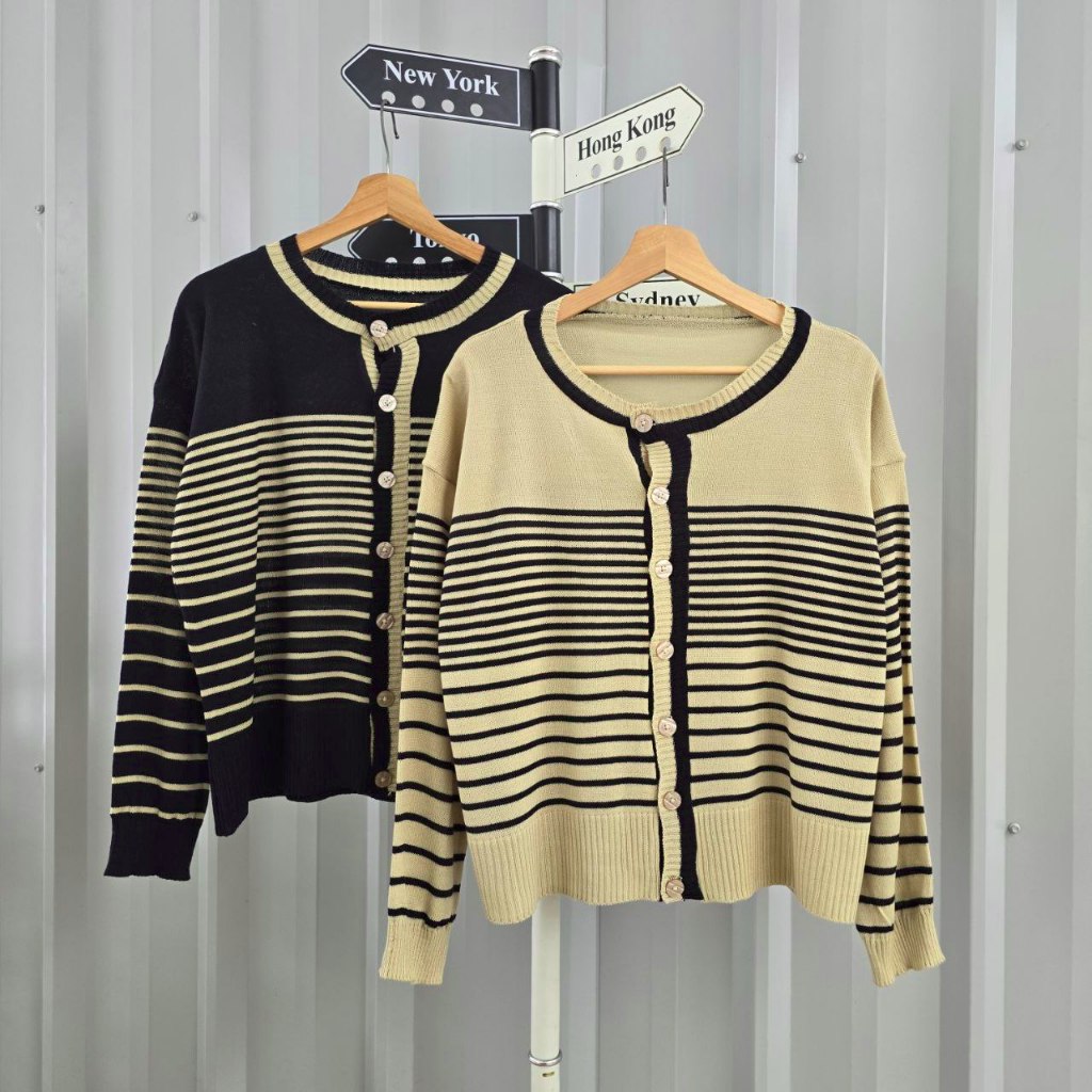 Jisoo Outer Cardigan Rajut Stripe / Knit Outer Wanita