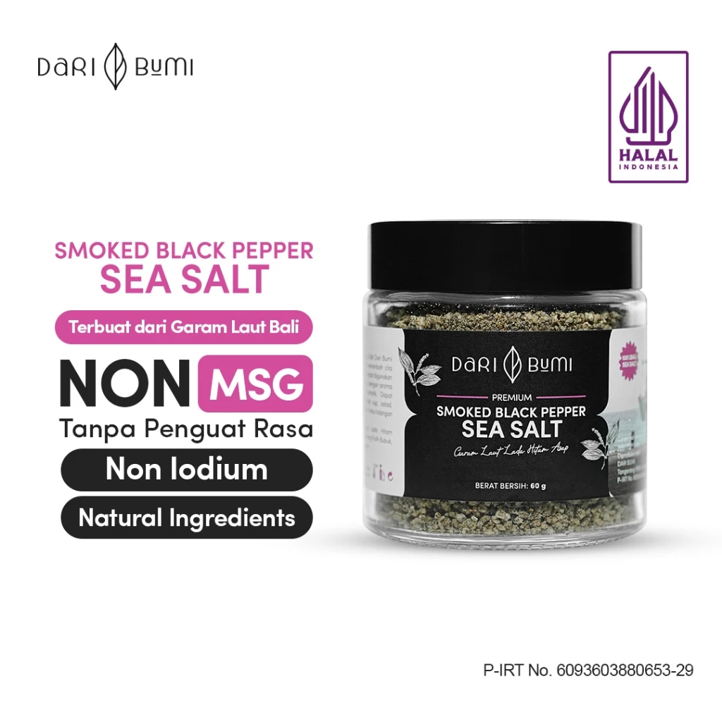 

Dari Bumi Garam Laut Bali Rasa Lada Hitam Asap 60 Gram Smoked Black Pepper Sea Salt