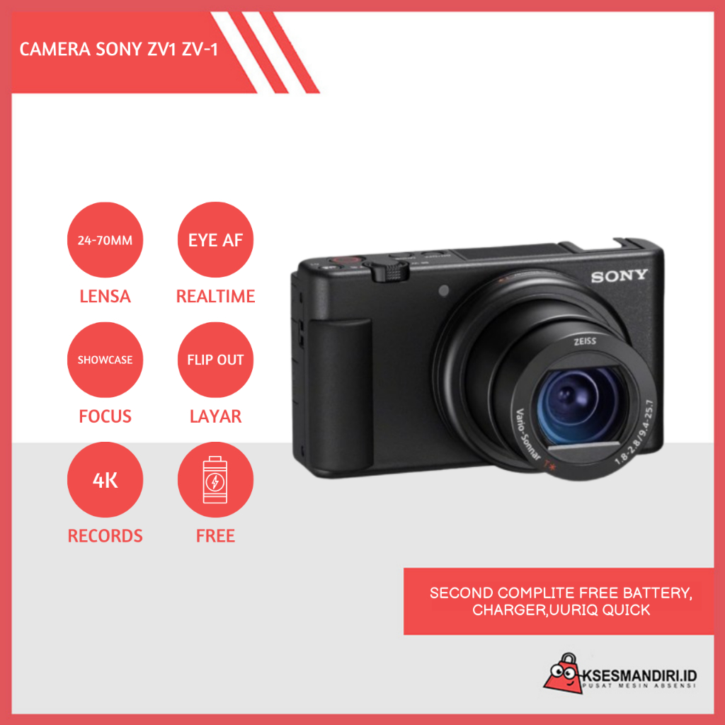 Camera Sony ZV1 ZV-1 Second Komplit FREE Battery, Charger, Uuriq Quick