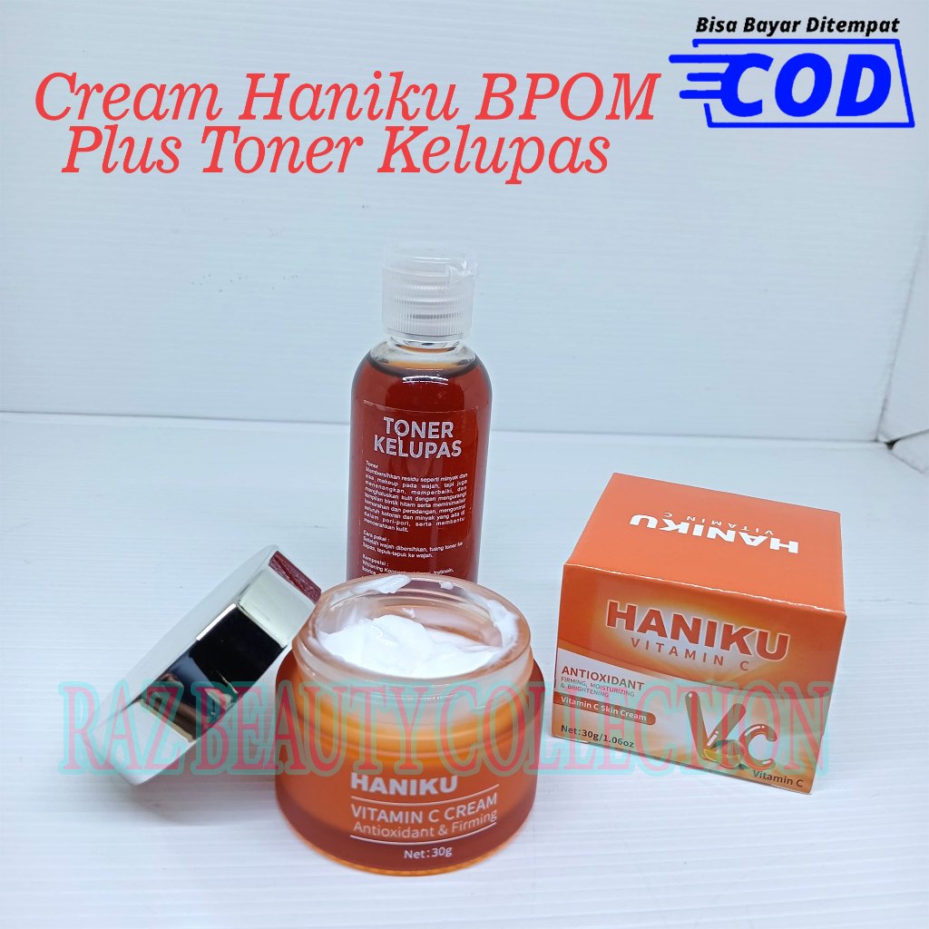 HANIKU Vit C Cream 30gr BPOM Plus Toner Kelupas Pembersih Wajah
