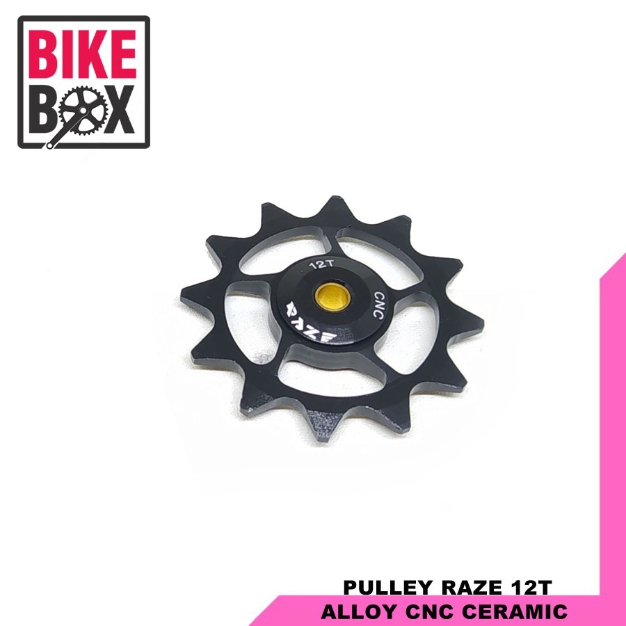 RAZE PULLEY  RD SEPEDA 12T CNC ALLOY FULL BEARING CERAMIC HITAM