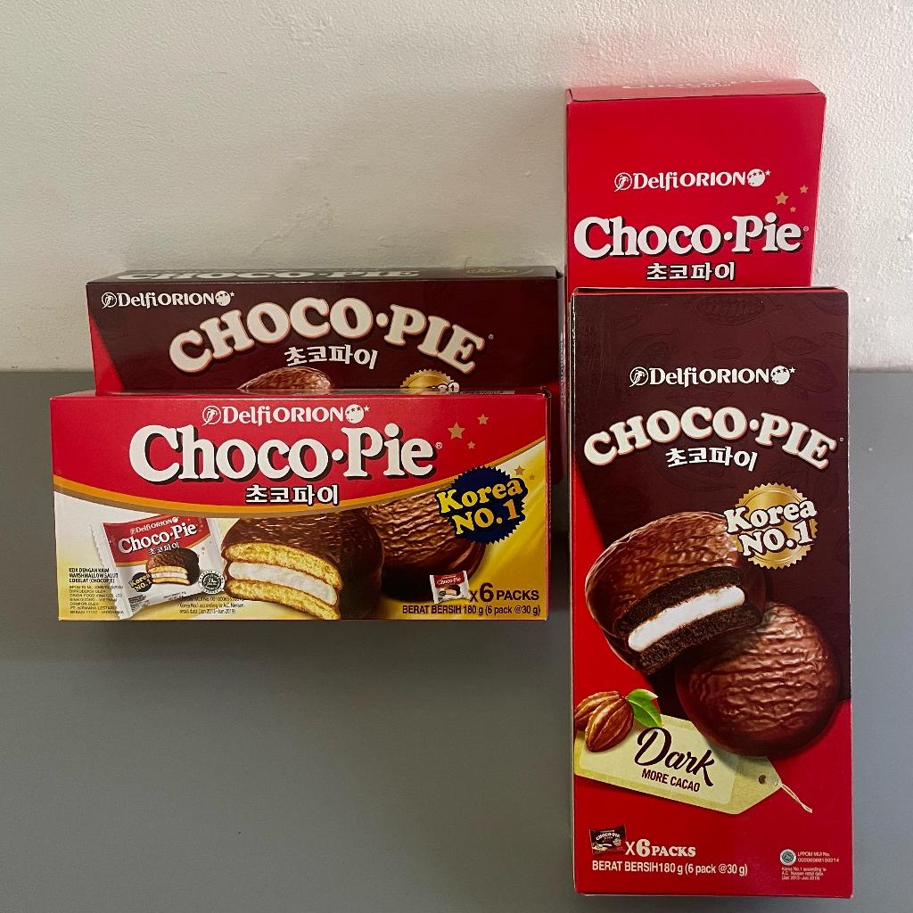 

DELFI ORION CHOCO PIE ORIGINAL DARK CHOCOLATE 6P 180 GRAM / COKLAT BISKUIT KOREA