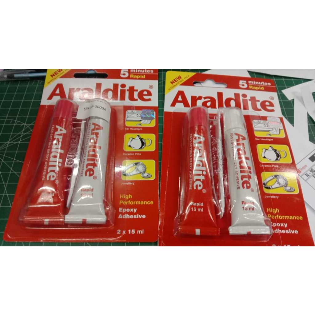 

LEM EPOXY BESI ARALDITE RAPID MERAH PUTIH RESIN HARDENER