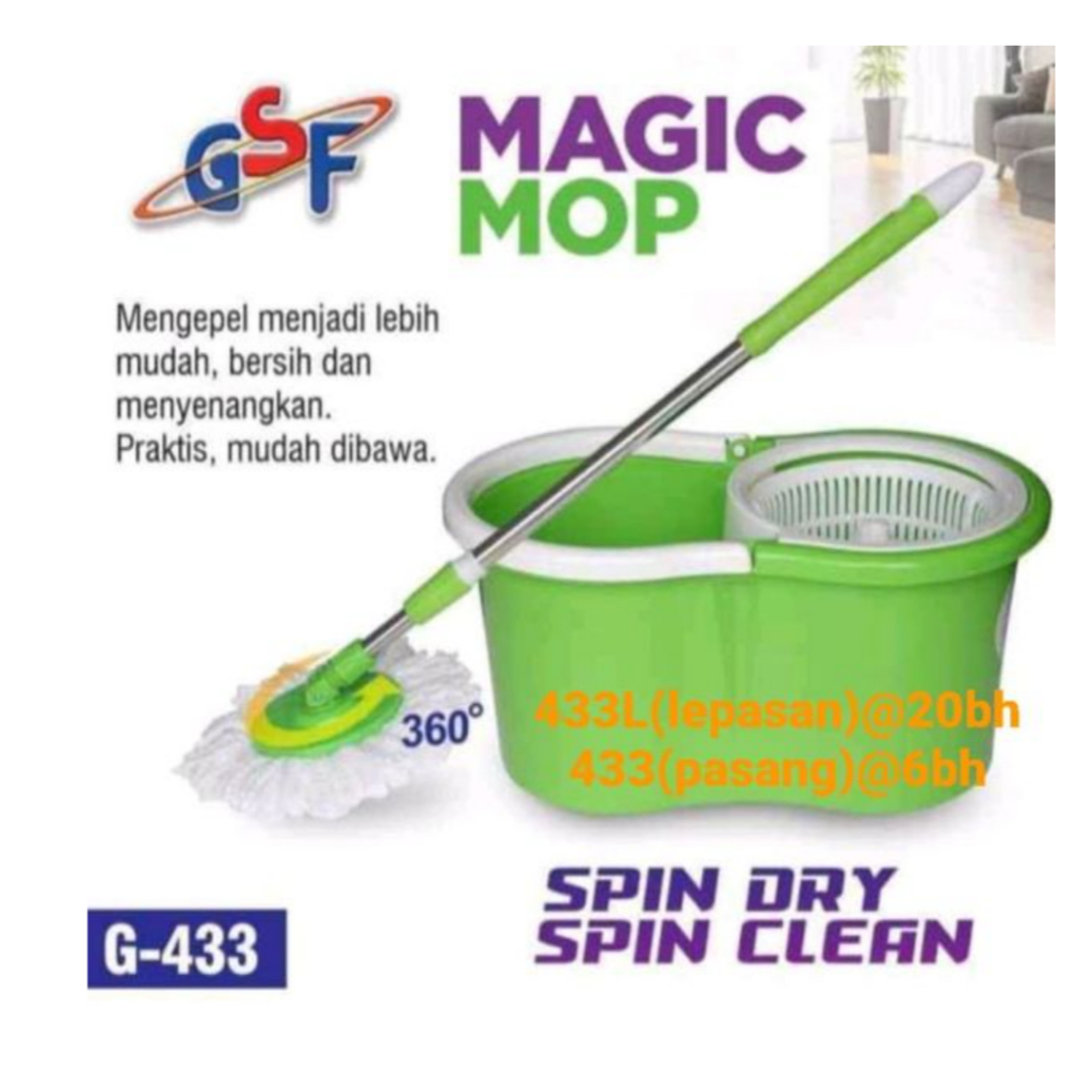 GSF Spin Mop G-433 (Spin Bahan Plastik) / Magic Mop
