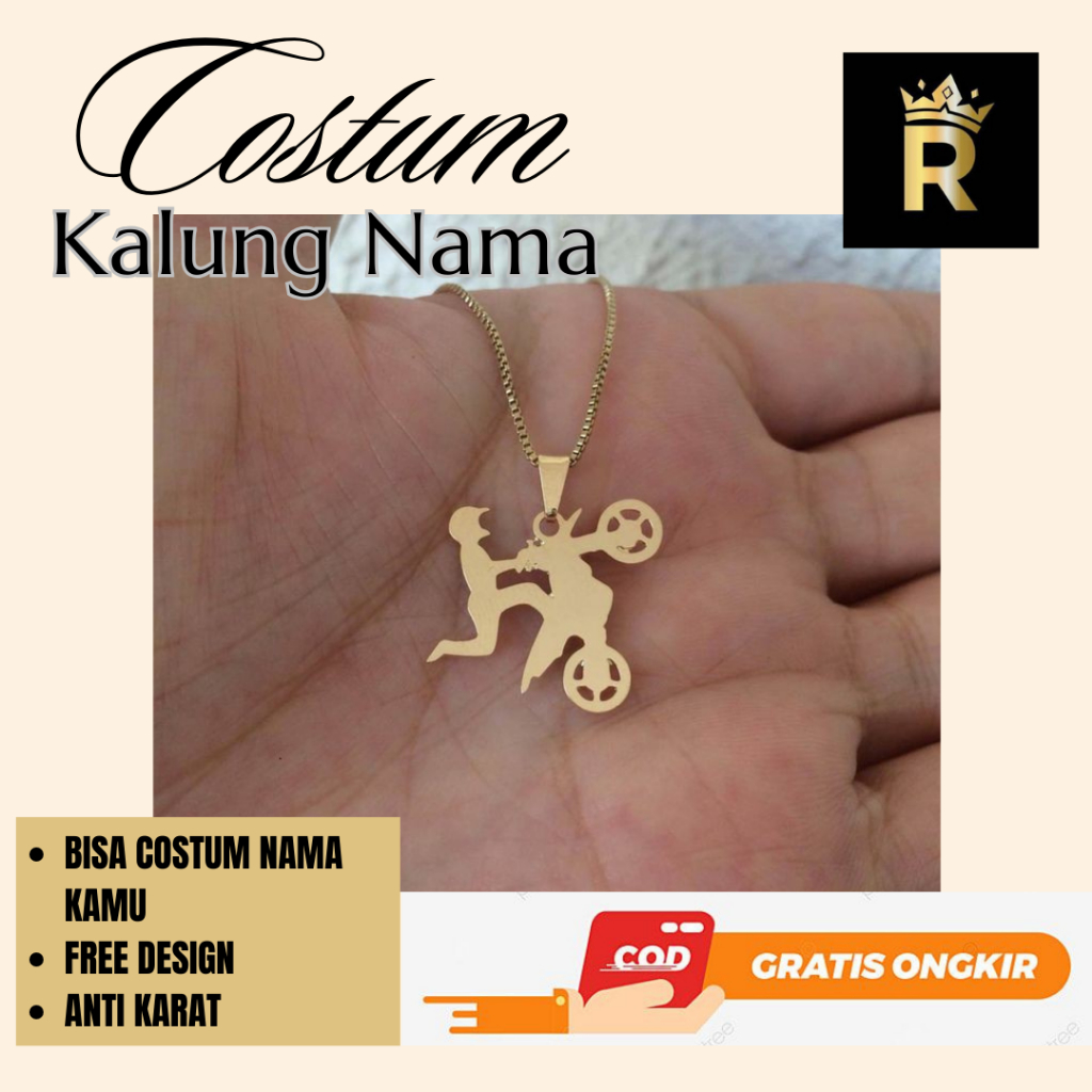kalung custom liontin model logo motor dewasa anak gold silver titanium anti karat 35cm 45cm