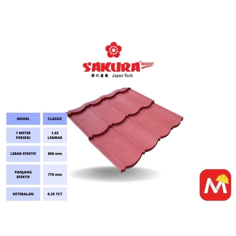 GENTENG METAL SAKURA STONE 2X4 PRETTY MAROON (KSC)