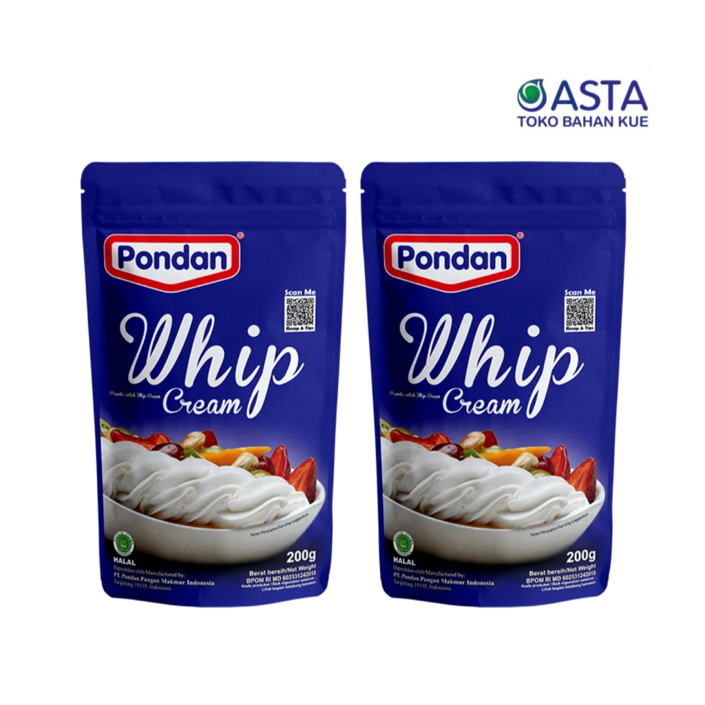 

[Whispers] Pondan Whip Cream Kemasan 150 Gr & 200 Gr - Hiasan Topping Kue