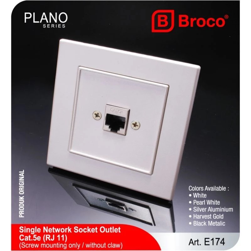 BROCO Socket Outlet Data cat.5 (RJ45) Plano Putih