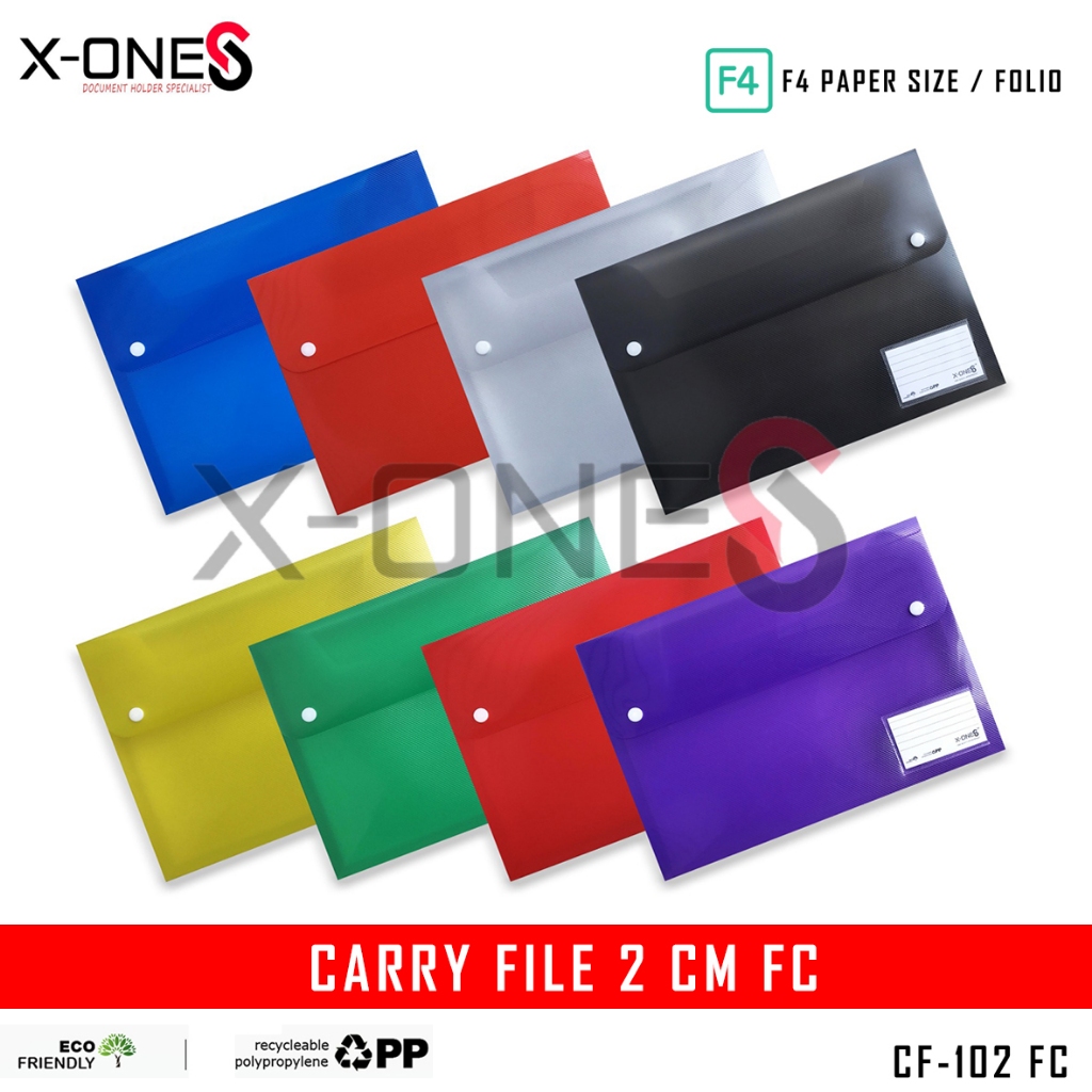 

X-ONE CARRY FILE RAKIT 2 CM F4 FOLIO KARTU NAMA CARRY BAG BOX TRANSPARAN WARNA / CF-102 FC