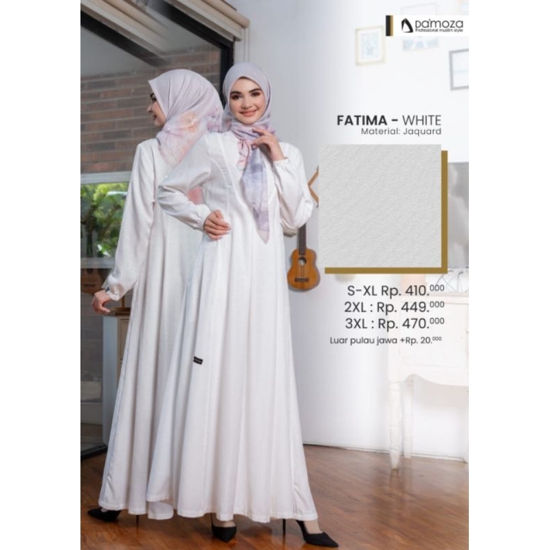 Gamis Premium Fatima White by Damoza|Gamis Putih|Gamis Terbaru|Gamis Busui|Gamis Jaquard Lembut|Dres