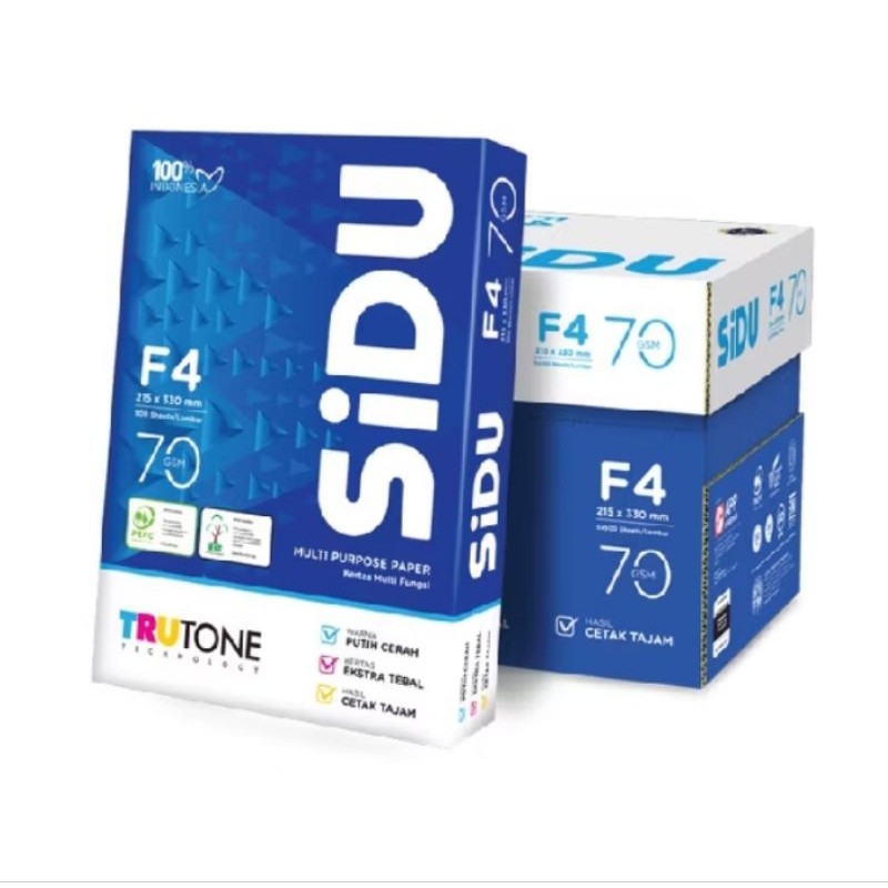 

TERMURAH Kertas Hvs SIDU F4 70 GSM 1 rim - Fotocopy Print