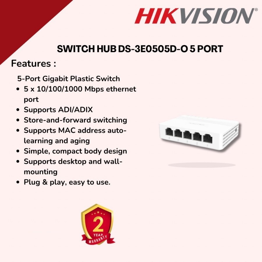 Hikvision Switch HUB  4 Port DS-3E0505D-O HUB 4Port