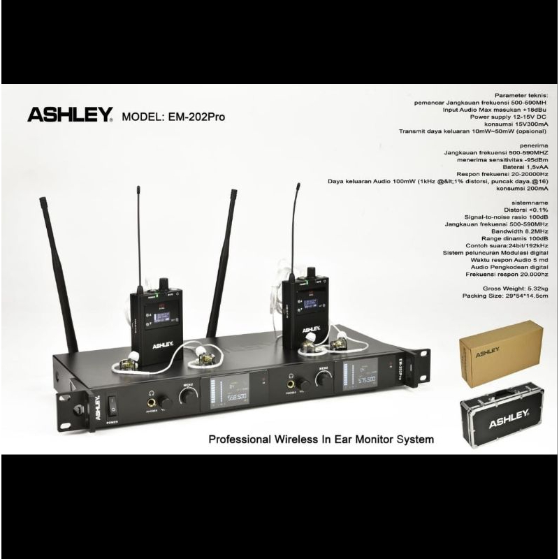 In Ear Monitor Wireless ASHLEY EM 202 PRO EM202 Pro Original Free Koper