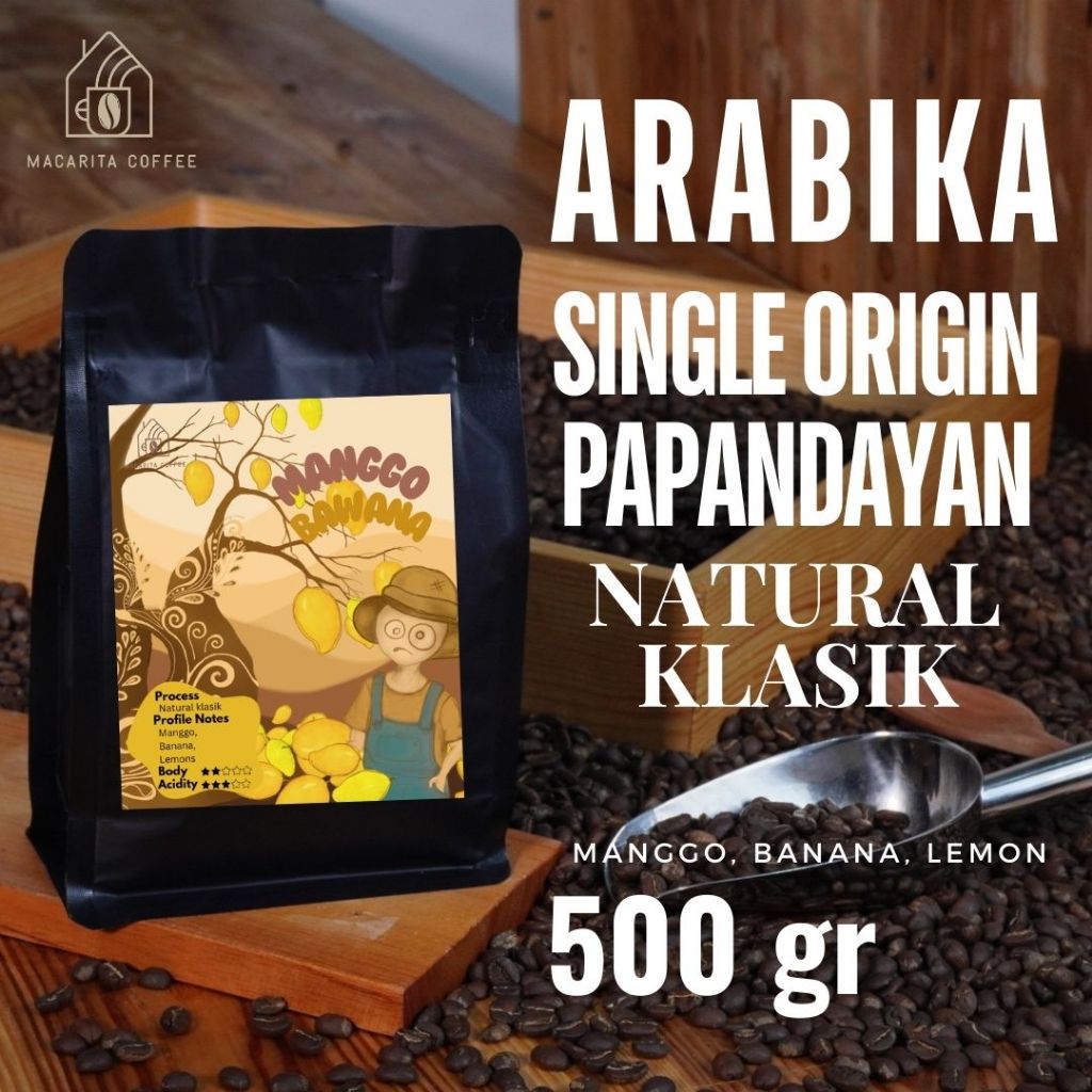 

Macarita Manggo Bawana Kopi Arabika Papandayan Natural Klasik Arabika Single Origin Roasted Coffee Bean Grade 1 Premium 500 gram