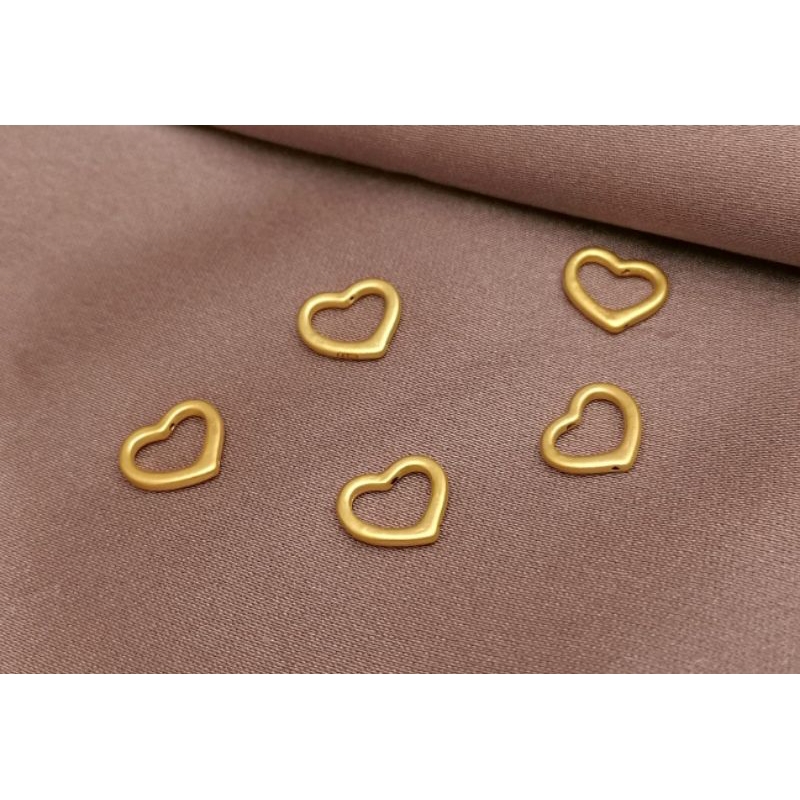 Charm Emas Hati Asli 24K Hongkon 999%