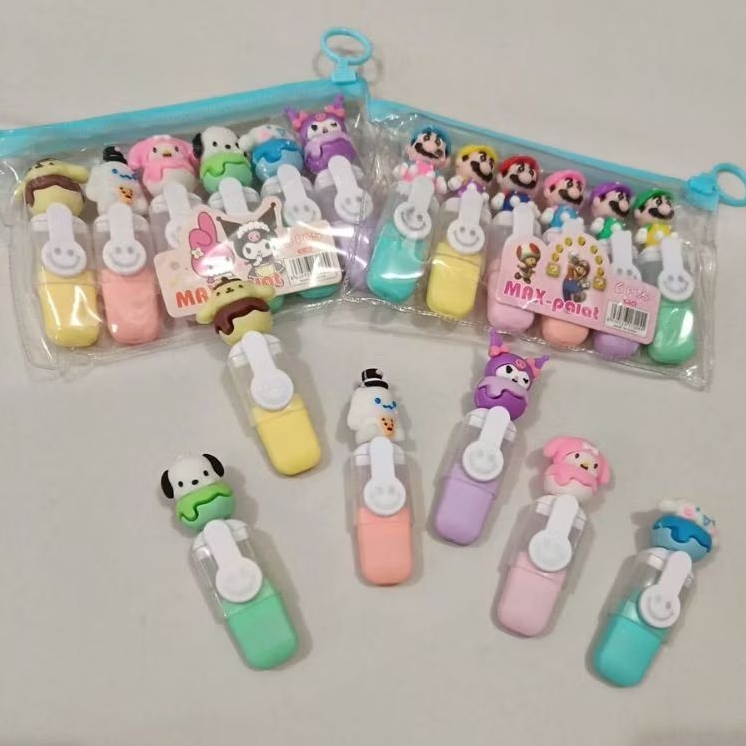 

Highlighter lucu sanrio & mario bros set isi 6pcs