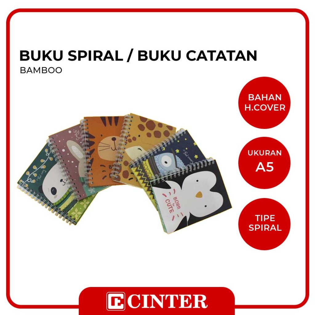 

BAMBOO - BUKU SPIRAL / BUKU CATATAN / NOTE SPIRAL A5 ART FANCY BHC HARD COVER (B17050193)