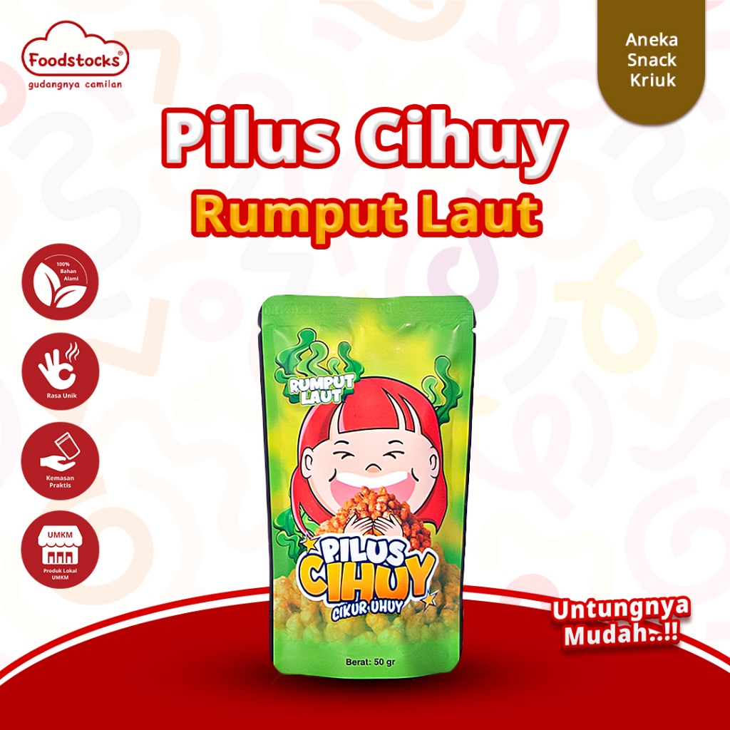 

Snack Cekelin Pilus Cihuy Cikur Uhuy Rumput Laut 50 Gram Super Renyah