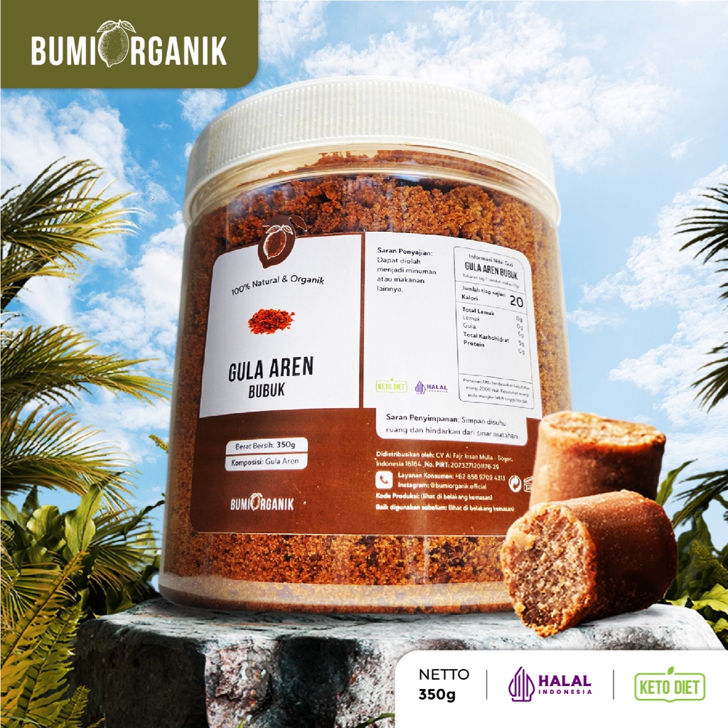 

GULA AREN BUBUK ASLI 100% TANPA CAMPURAN 350G ORGANIK PALM SUGAR PREMIUM PURE BROWN SUGAR UNTUK KOPI ORGANIC GULA AREN BUBUK KUALITAS PREMIUM ORGANIK PALM SUGAR GULA SEMUT ORGANIK NUTRIFARM / BEORGANIK / DARI BUMI / SAFIYA / GALLEO