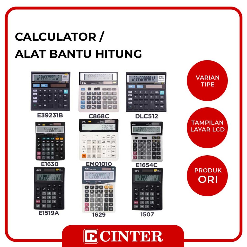 

DELI - CALCULATOR / ALAT BANTU HITUNG / KALKULATOR 12 DIGIT