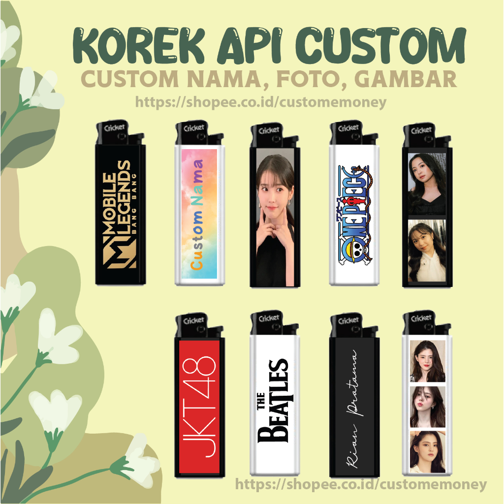 CUSTOM KOREK API CUSTOM NAMA FOTO MAGNET CRICKET MANCIS LIGHTER SOUVENIR KOREKAPI CUSTOM DESIGN NAMA