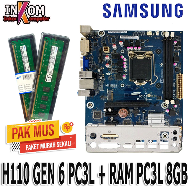 Mobo Mainboard Samsung H110 LGA 1151 DDR3L Plus RAM 8GB DDR3L