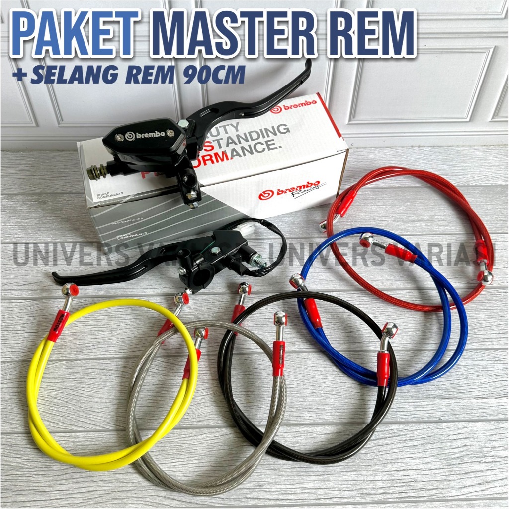 PAKET MASTER REM OVAL BREMBO HANDLE KIRI KANAN TABUNG NYATU SMOKE TRANSPARAN 14MM PLUS SELANG REM PA