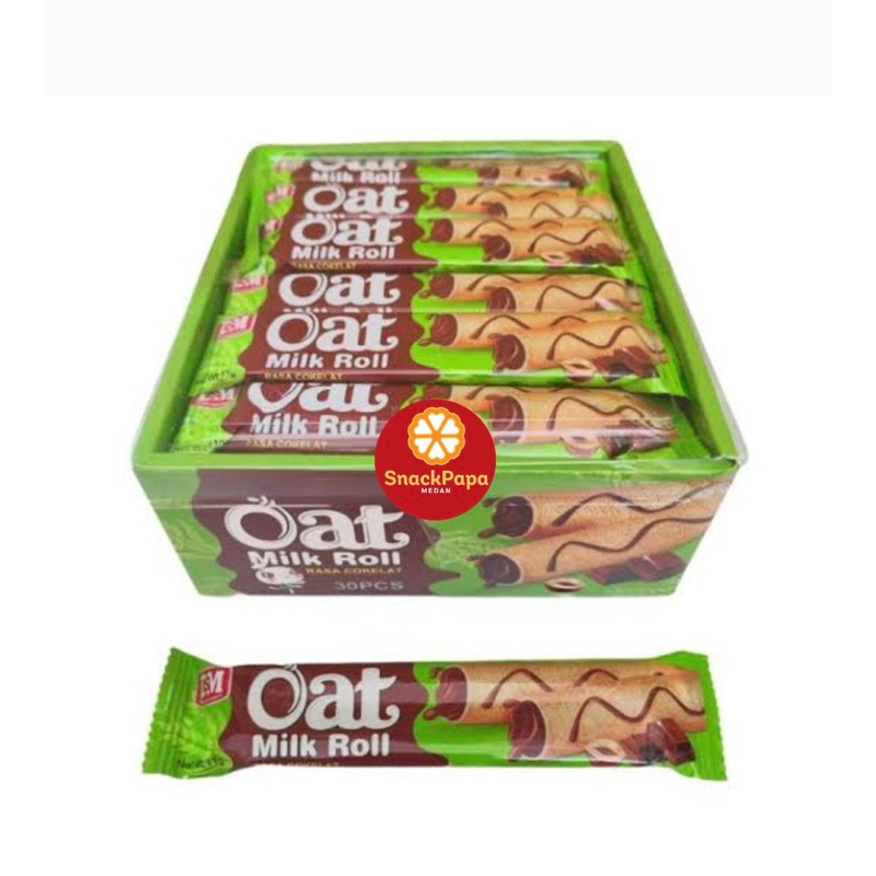 

DSM OAT MILK ROLL RASA COKELAT [ 1 BOX ISI 30 BUNGKUS] | WAFER ROLL COKLAT
